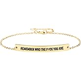 Ohmique Dont Let The Hard Days Win Bracelet - Gold Hard Day Motivational Bangle Stainless Steel Engraved Words, Inspirational Chain Jewelry Gifts for Women Friend