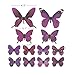 48 PCS Removable 3D Butterfly Wall Stickers Decals DIY Wall Art Decor Home Wall Decoration Sticker Mural for Kids Girls Children Bedroom Living Room Background Nursery (Purple)
