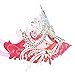 Cozypony Masquerade Masks, Lacer Cut Luxury Princess Venetian Ball Masks with Rhinestone for Halloween Mardi Gras Party or Wedding (One Size, Silver+Pink)
