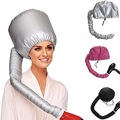 Bonnet Dryer Attachment - Adjustable Extra Large Bonnet Hair Dryer for Hand Held Hair Dryer with Stretchable Grip and Extended Hose Length (BLACK)
