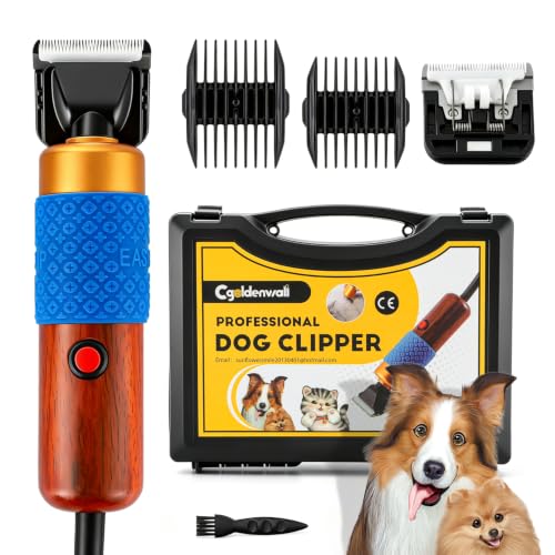 CGOLDENWALL 200W Dog Clipper with 3M Power Cable and 2 Blades, Low Noise and Vibration, Professional Electric Clipper for Dogs and Cats, Rabbits, Sheep and Other Animals