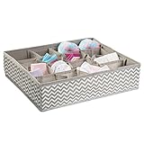 mDesign Chevron Fabric Baby Nursery Closet Organizer for Clothing, Socks, Bibs - 16 Compartments, Taupe/Natural