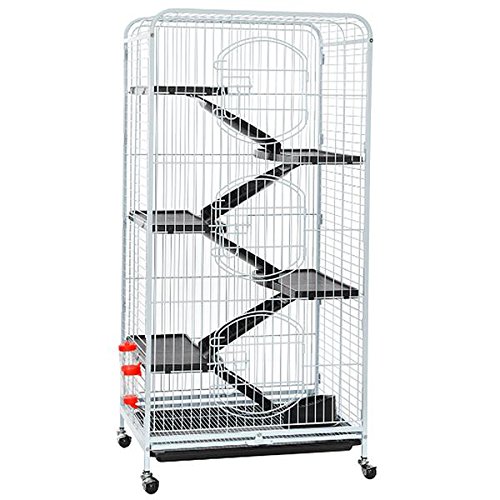 go2buy Metal 3 Doors Rats Rabbit Ferret Cage Playpen, 25.2 x 16.9 x 51.6 Inches (White)