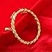 OPK Jewelry 18k Gold Plated Children's Bangle Heart Bell Pendant Rope Chain Gold Bracelets 4.33 Inch