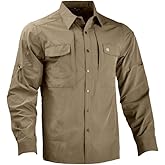 TACTICS ARMOR Men's Tactical Long Sleeve Shirts Quick Dry Breathable Military Fishing Sun Protection Button-Down Work Shirt