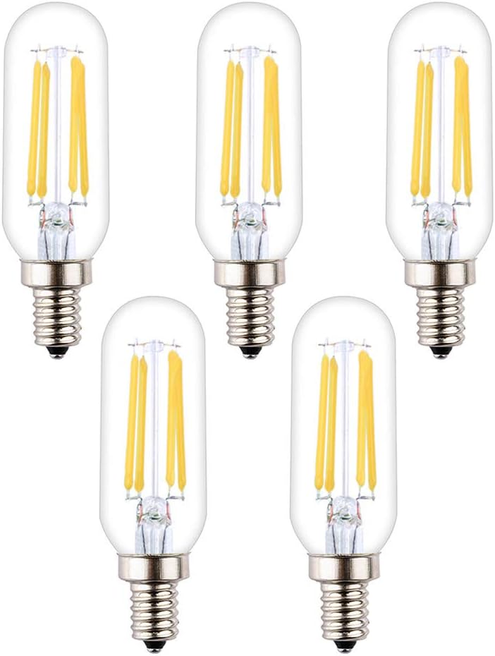OPALRAY T8/T25 Mini Tube LED Bulb, 4W Dimmable, E12 Small Candelabra Base, 4000K Natural White Daylight, 400Lm 40W Incandescent Equivalent, Clear Glass Tubular Tip, 5 Pack