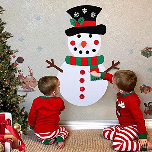 VEZARON 39.4x20Inch DIY Felt Christmas Snowman Games Set with 31 PCS Detachable Ornaments, Wall Hanging Xmas Gifts for Christmas Decorations