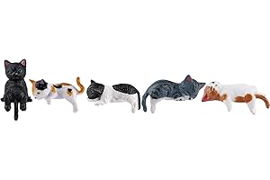 BOXOB 5pcs Cat Car Accessories, Mini Cute Dashboard Decorations & Rear View Mirror Ornaments Adorable Resin Cat Decor Car Int