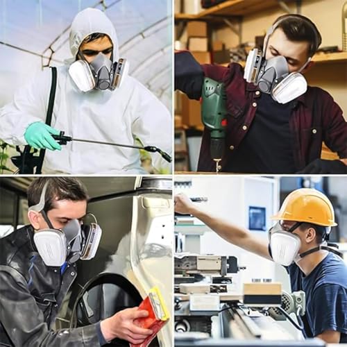 Mascarilla Facial Multifuncional Industrial Máscara Respiradora De Seguridad Con Filtro Gafas Algodón Para Vapores Orgánicos Productos Químicos Lijado Soldadura Pintura Para Carpintería De Seguridad