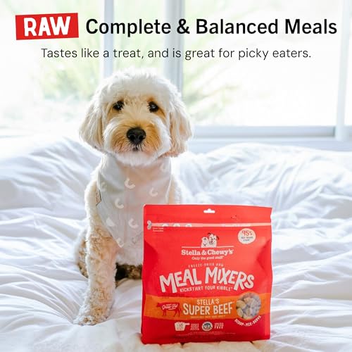 STELLA & CHEWY’S FREEZE-DRIED RAW BEEF MEAL MIXERS- DOG FOOD TOPPER AND MIXER – MADE WITH 95% GRASS-FED BEEF, ORGANS & BONE – PERFECT FOR PICKY EATERS – GRAIN-FREE – 35 OZ