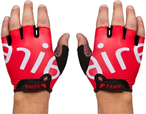 Fitaire Cycling Glove Pair for Men and Women (Red, Medium Size) - No-Slip Unique Webbing - With Gel Padding for Safety and Comfort