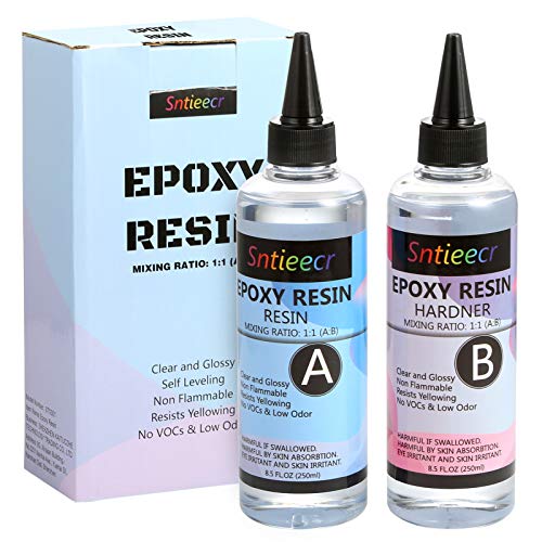 Sntieecr Epoxy Resin and Hardener Kit, 17 OZ Craft Resin Including 8.5