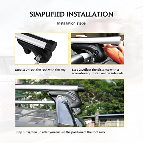 AUXMART 54" Universal Roof Rack Cross Bars Roof Top Aluminum Cargo Rack Crossbar - 68KG/150LBS 2 Pcs