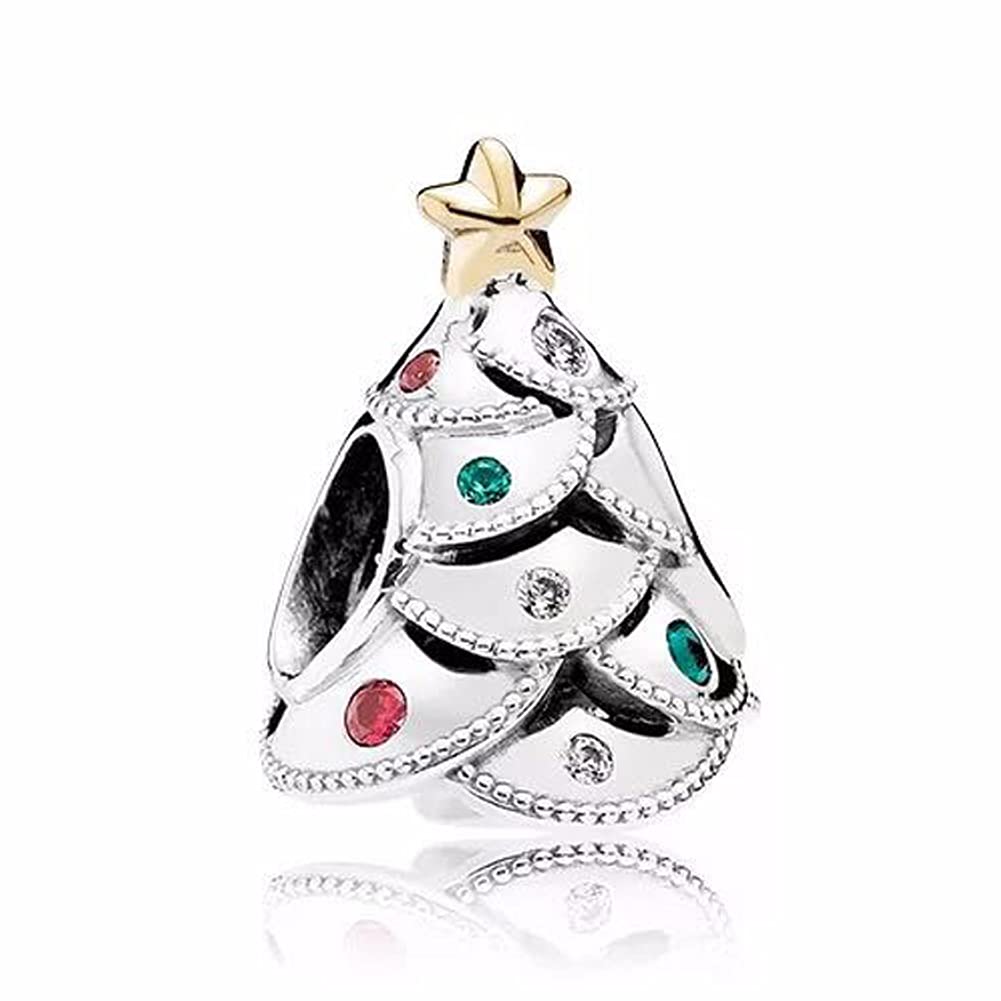 PANDOCCI 2016 Chrstmas Festive Tree Beads Fits Pandora Charms Bracelets Multi-Colored CZ Beads For Jewelry Making