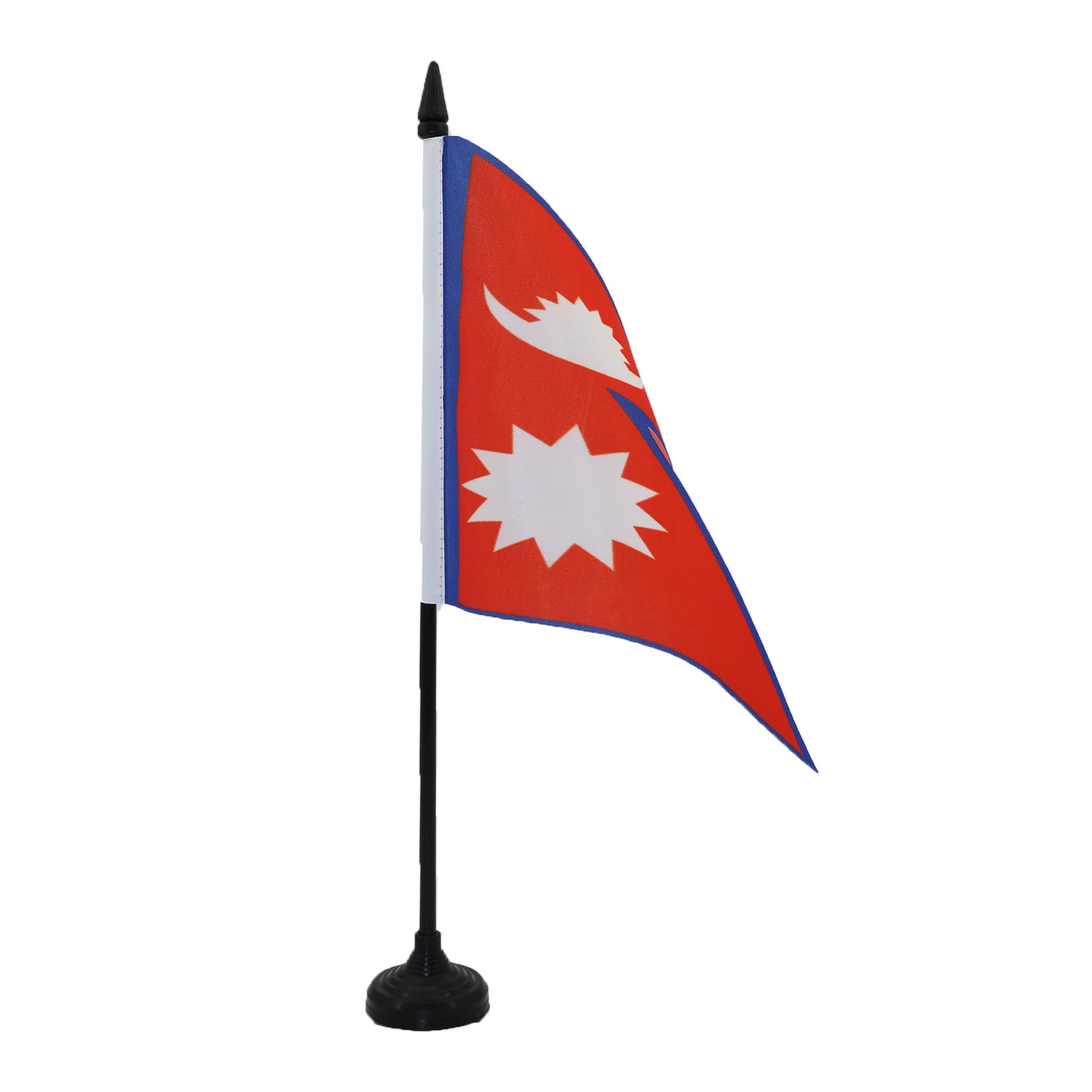 AZ FLAG Nepal Table Flag 5'' x 8'' - Nepalese Office Decoration 100% Polyester 21 x 14 cm - Mini Desk Flag with Pole and Black Plastic Base — image 1