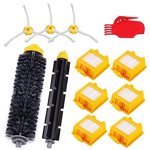 Aqua Green Replacement Parts Kit For Irobot Roomba 700, 760, 770, 780, 790 Vacuum Cleaner Includes 6 Hepa Filters & 3 Side Brush & 1 Bristle Brush and Flexible Beater Brush,Cleaning Tool