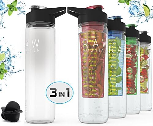 Fruit Infuser Bottle | Fruit Infused Water Bottle + Protein Shaker Bottle + 32oz Sport Bottle | Tritan BPA Free | 3 in 1 Interchangeability | Includes Infusion Rod &amp; Shaker Ball (Pink)