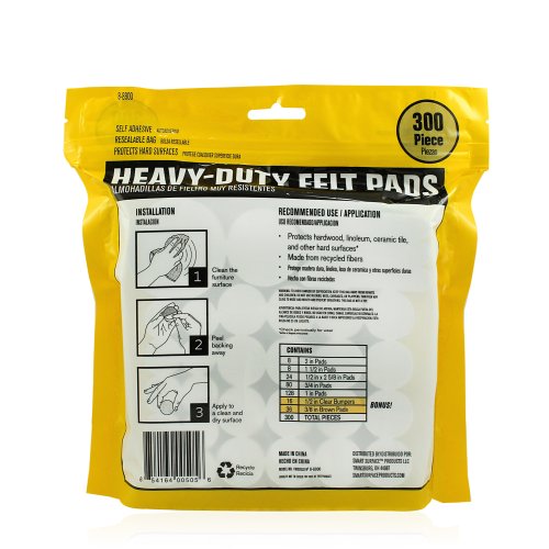 Smart-Surface-8900-Heavy-Duty-Self-Adhesive-Furniture-Felt-Pads-300-Piece-Value-Variety-Pack-in-Resealable-Bag