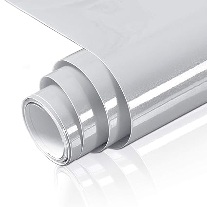 Yenhome 60cm X 5m Glossy Gray Removable Vinyl Contact Paper For