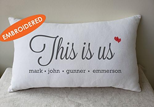 DecorHouzz Embroidered This is us personalized Family members Name , Personalized Home Decor,Last Name &amp; Date Pillow,Family Pillow, Calligraphy