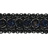 Trims By The Yard Trish Sequin Metallic Braid Trim, 7/8-Inch Versatile Sequins for Crafts, Durable Sequin Trim for Costumes or Party Decorations, 20-Yard Cut, Black