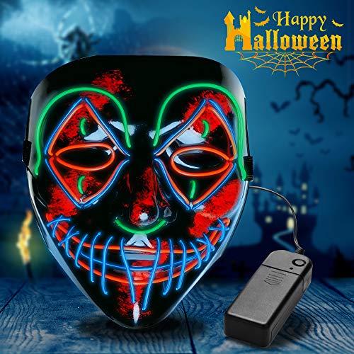 Scary Halloween Mask, Halloween LED Light Up Mask, Purge Mask for