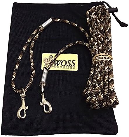 Leashinabag Lightweight 25 Ft. 1/4" Brown Black Mix Pet Tie-Out with Handle Loop. For Dogs up to 70 Pounds. 100% USA Made.