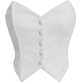 WDIRARA Women's Button Down Bustier Corset Top Strapless Asymmetrical Bandeau Crop Tube Tops