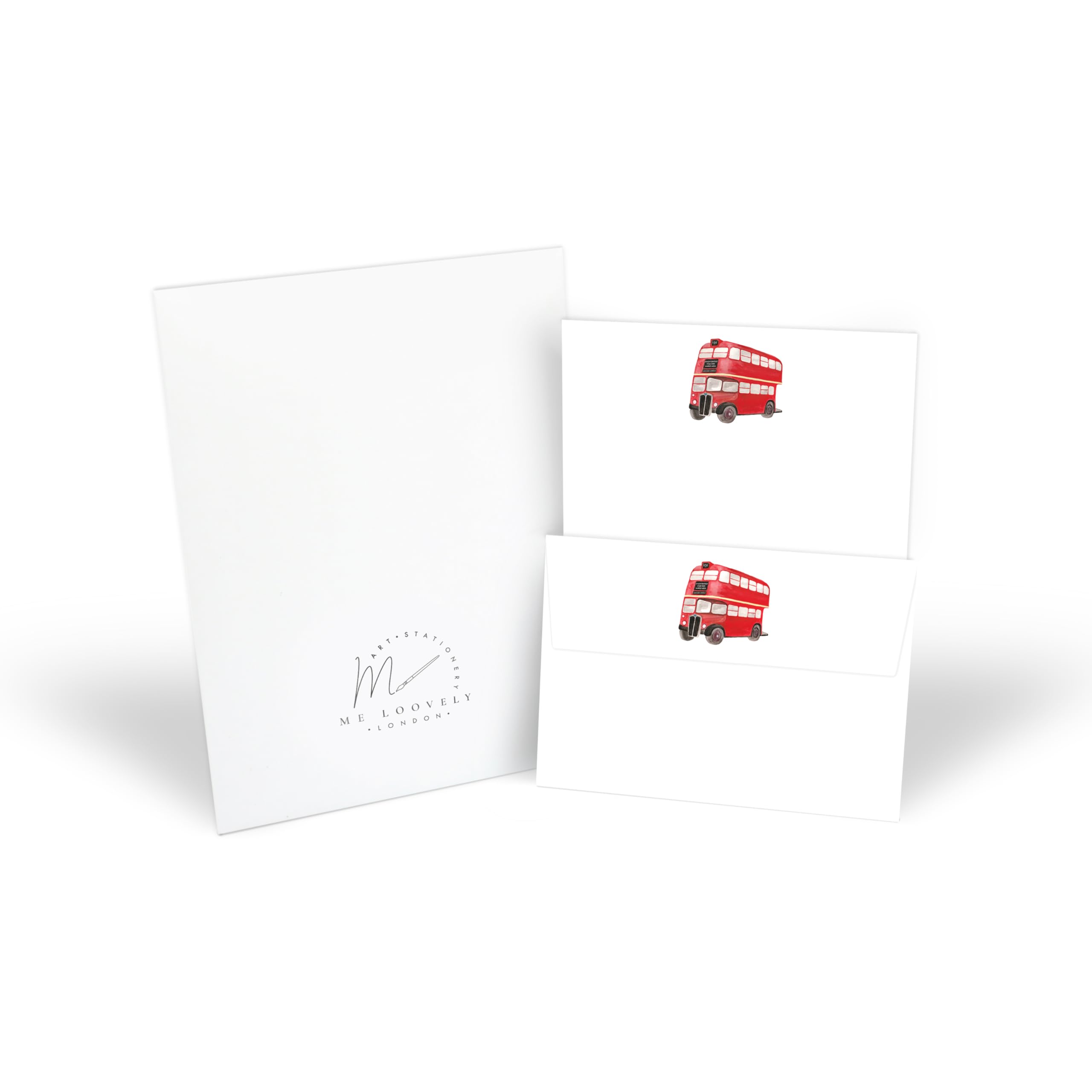 Me Loovely London Bus Writing Paper and Envelopes Set A5 Size Letter Papers Stationary Supplies (10 Letters & 10 Envelopes with Gift Envelope)