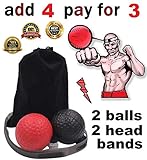 MADWORKOUT Speed Boxing Ball Reflex Fight Ball with Headband Training Reaction Ball on String Punching Focus Punch Head Band Cap Hat Kit Set Bundle Adult Kids (2 PACK)