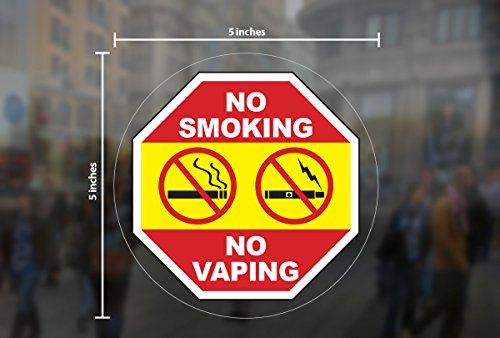 No Smoking Stickers for Vehicles - No Vaping Window Signs for Business - Inside Window Application - Easy to Remove and Reposition