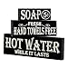 OHIO WHOLESALE, INC. Hot Water, Hand Towels, Soap Lot of 3 Small Wood Block Signs Rustic Bath Country Vintage Look