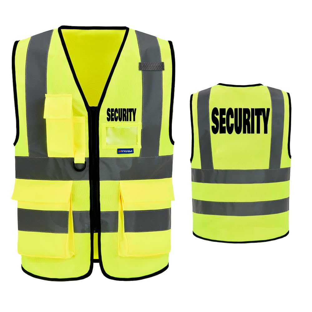 SECURITY Hi Vis Vests for Men Women - 7 Pockets, High Visibility Safety Vest with Zipper