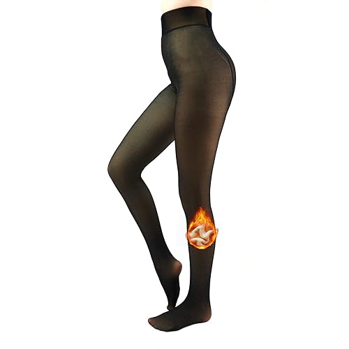 X-CHENG Fleece Lined Tights Sheer Women Fake Translucent Warm
