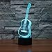 3D Illusion Night Light Lamp - Guitar Decor 3D Illusion Lamp with USB Port 7 Color Changing Lamp LED Night Light - Musical Lights Instruments Party Decoration Touch Lamp Gifts For Guitar Lovers