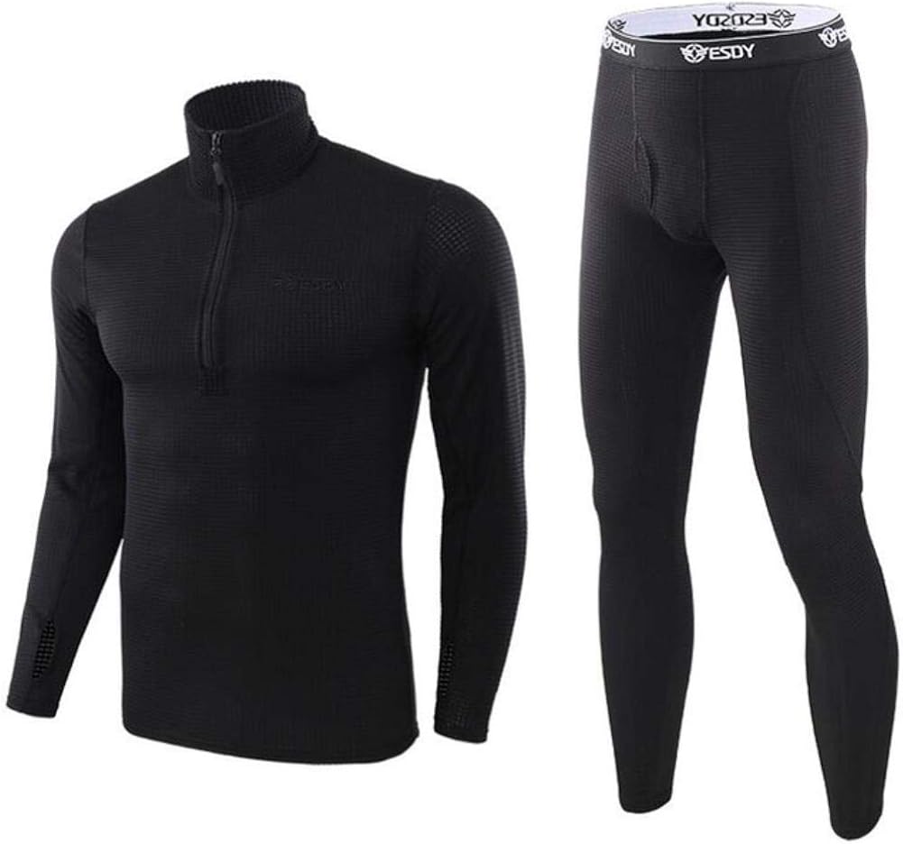 UKKD Thermal underwear Winter Fleece Thermal Underwear QuickDrying