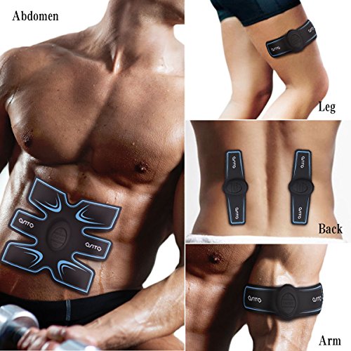 Muscle Trainer EMS Portable Rechargeable Gym Workout Training and Home Office Fitness Equipment for Abdomen/Arm/Leg, Abdominal Toning Belt Fat Burner ABS Stimulator Muscle Toner for Men Women