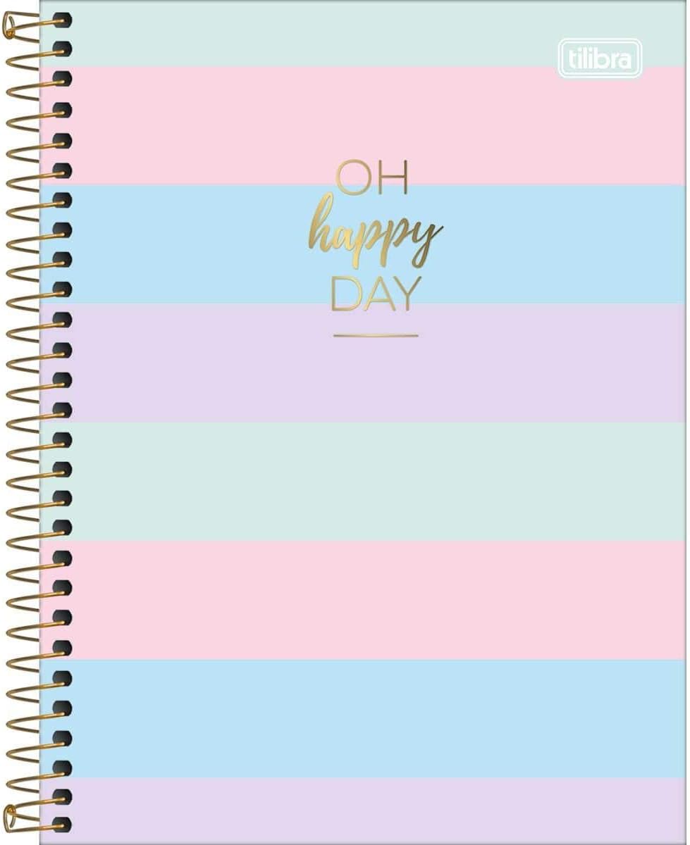 Caderno espiral Oh Happy, com 80 folhas