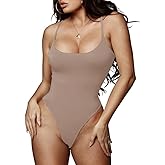 LINMON Women's Spaghetti Strap Bodysuit Tops Scoop Neck Sleeveless One Piece Camisoles Jumpsuit Leotard