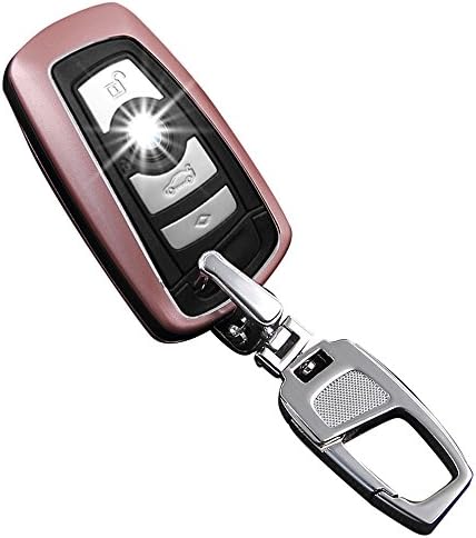 Easy Inn Aluminum Car Key Shell Remote Key Fob Case With Car Key Chain, Key Fob Covers Replacement for BMW 525LI/320/X1/X3/X4/X5/X6