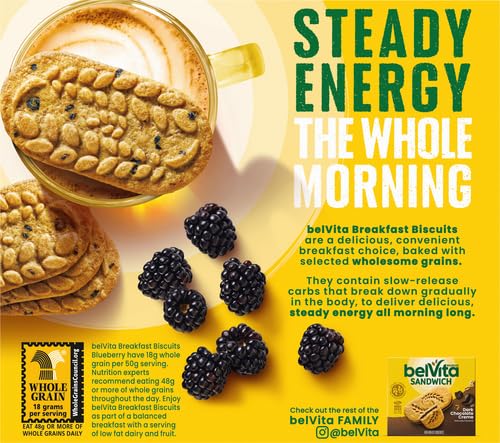 BELVITA BREAKFAST BISCUITS, BLUEBERRY FLAVOR, 5 PACKS (4 BISCUITS PER PACK)