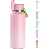 12oz Toddler Cup, Insulated Kids Water Bottle for School Boys&Girls, 304 Stainless Steel Sport Water Bottle with Straws, BPA-Free, Gradient Pink