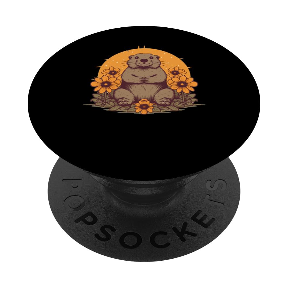Groundhog Sunflower for Groundhog Day Women Girls PopSockets Swappable PopGrip