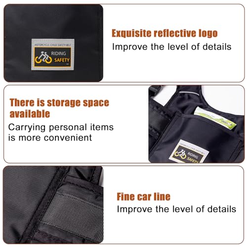 Funmo Motorcycle Seat Belt for Kids, Motorcycle Belt for Kids, Adjustable Motorcycle Safety Belt with Reflective Strips, Suitable for Children Between 2-12 Years