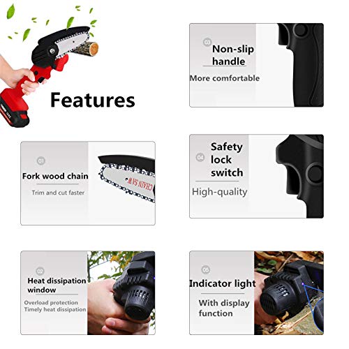 Akku Kettensäge 4 Zoll Mini Elektrische Kettensäge Tragbar Mini-Elektro-Säge Akku-Elektrokettensäge 24V 550W Elektrische… – Bild 7