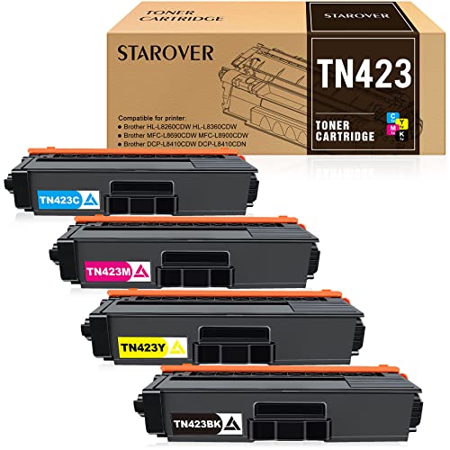 Starover TN423 TN421 Compatible Toner Cartridges for Brother TN-423 TN-421 Toner Cartridges for Brother HL-L8260CDW HL-L8360CDW DCP-L8410CDN DCP-L8410CDW MFC-L8690CDW MFC-L8900CDW (4 Pack)