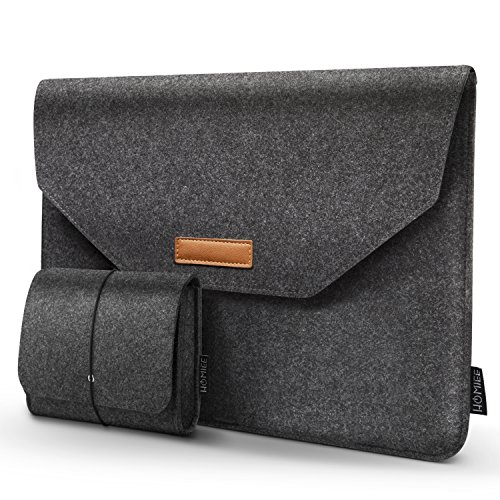 HOMIEE 15 Inch Felt Laptop Sleeve Case for 2019 MacBook Pro 16 Inch, 15 Inch MacBook Pro A1990 A1707 A1398 A1417, Dell XPS 15, Dell Inspiron 7000 Pro 15.6, HP Envy X360 and Pavilion 15, Dark Gray