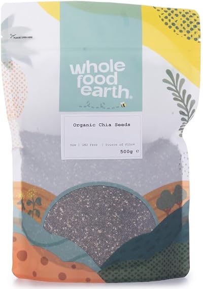 Wholefood Earth Organic Chia Seeds 500g Raw GMO Free Vegan Fibre