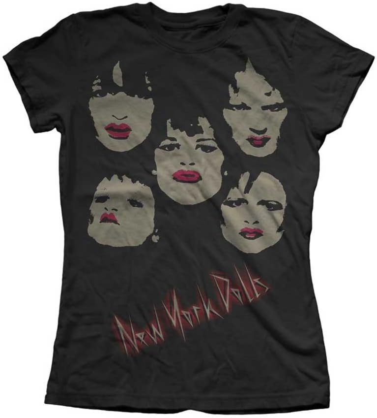 New York Dolls - Womens Faces T-Shirt, Size: Large, Color: Black