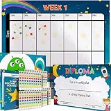 Potty Training Chart for Toddlers - Space Theme - Sticker Chart - Celebratory Diploma, Crown and Book - 4 Week Potty Chart for Girls and Boys - Potty Training Sticker Chart